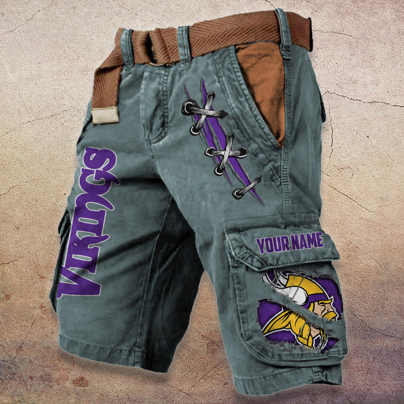 Minnesota Vikings Pocket Print Cargo Shorts (Belt Not Included) S9MCS150