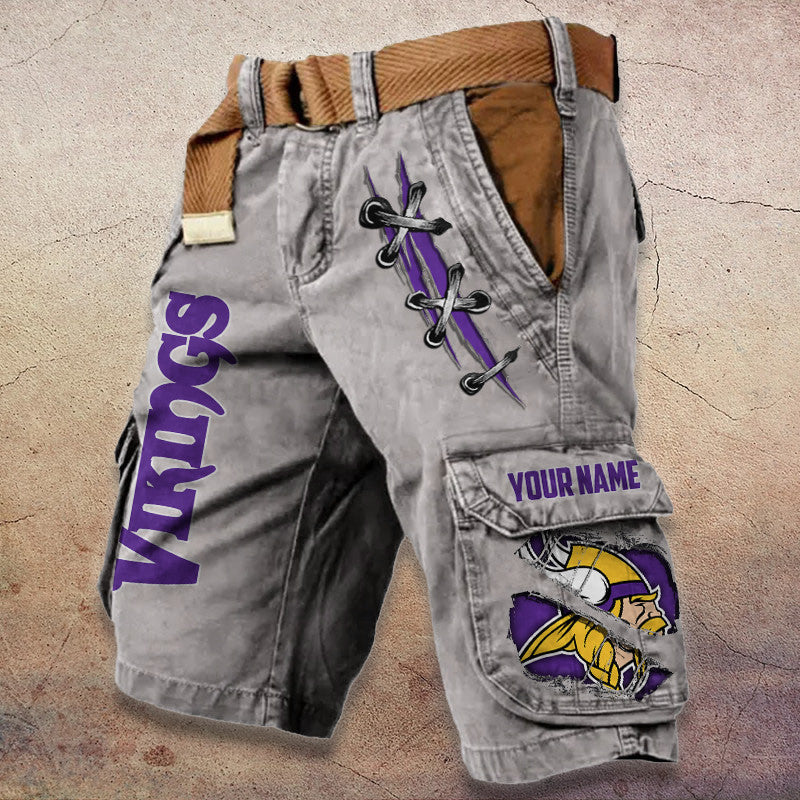 Minnesota Vikings Pocket Print Cargo Shorts (Belt Not Included) S9MCS150