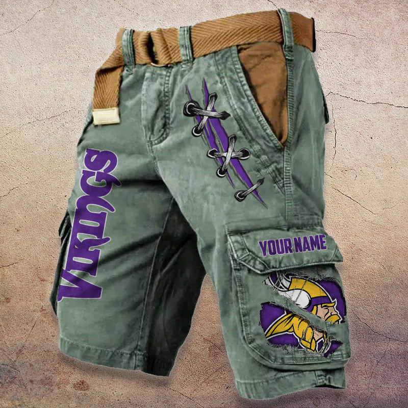 Minnesota Vikings Pocket Print Cargo Shorts (Belt Not Included) S9MCS150