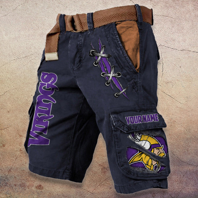 Minnesota Vikings Pocket Print Cargo Shorts (Belt Not Included) S9MCS150