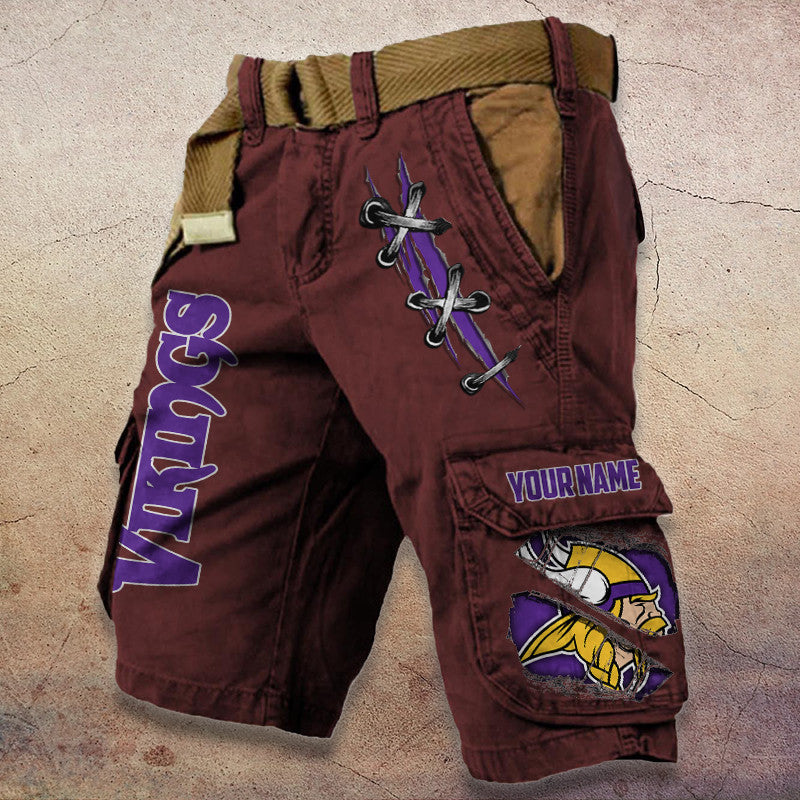 Minnesota Vikings Pocket Print Cargo Shorts (Belt Not Included) S9MCS150