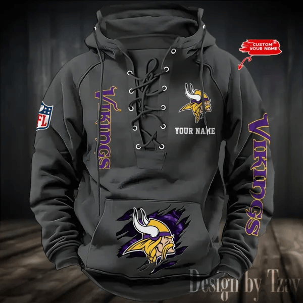 SPTS9HLUH117-Minnesota Vikings Men's Hooded Lace-up Hoodie