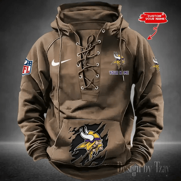SPTS9HLUH021-Minnesota Vikings Men's Hooded Lace-up Hoodie