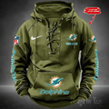 SPTS9HLUH084-Miami Dolphins Men's Hooded Lace-up Hoodie