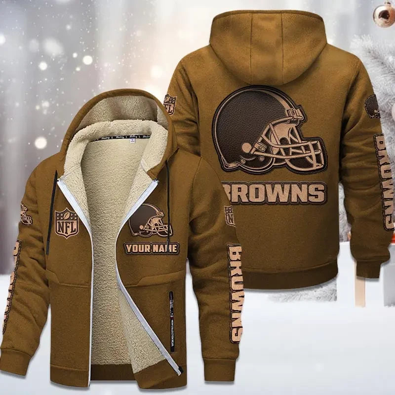 Cleveland Browns DMTZ0845 Premium Sherpa-Lined Winter Hoodie – Personalized Edition