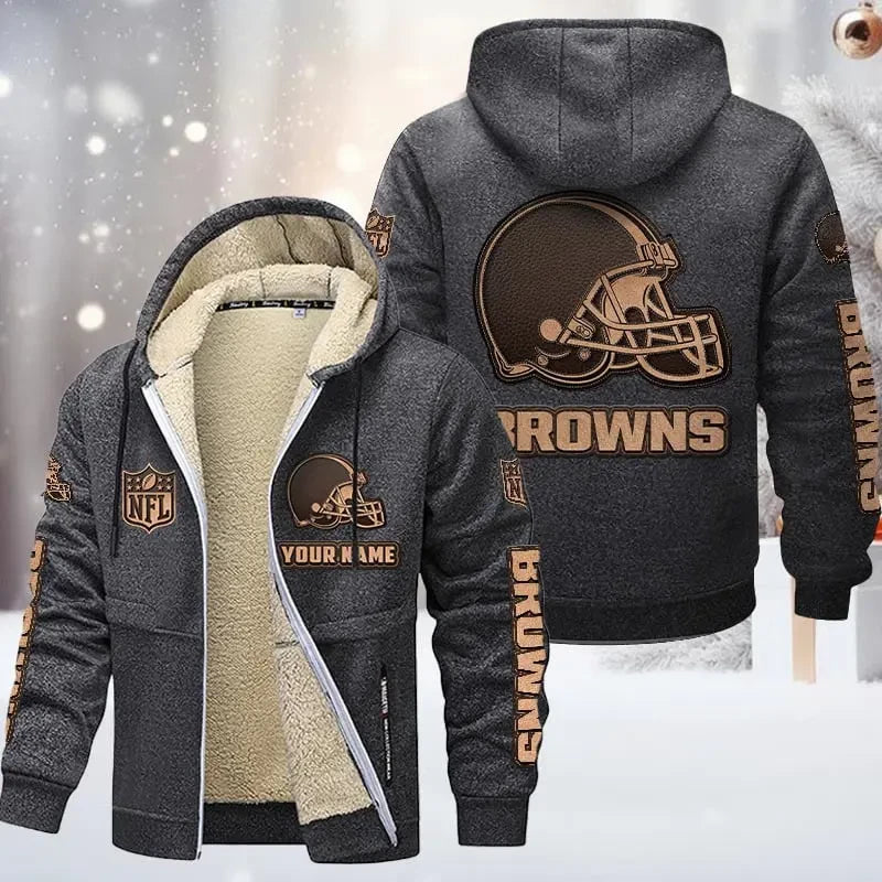 Cleveland Browns DMTZ0845 Premium Sherpa-Lined Winter Hoodie – Personalized Edition