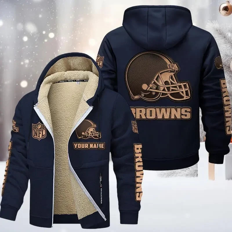 Cleveland Browns DMTZ0845 Premium Sherpa-Lined Winter Hoodie – Personalized Edition