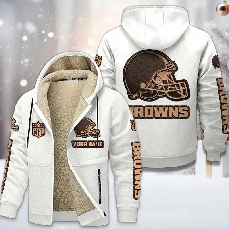 Cleveland Browns DMTZ0845 Premium Sherpa-Lined Winter Hoodie – Personalized Edition