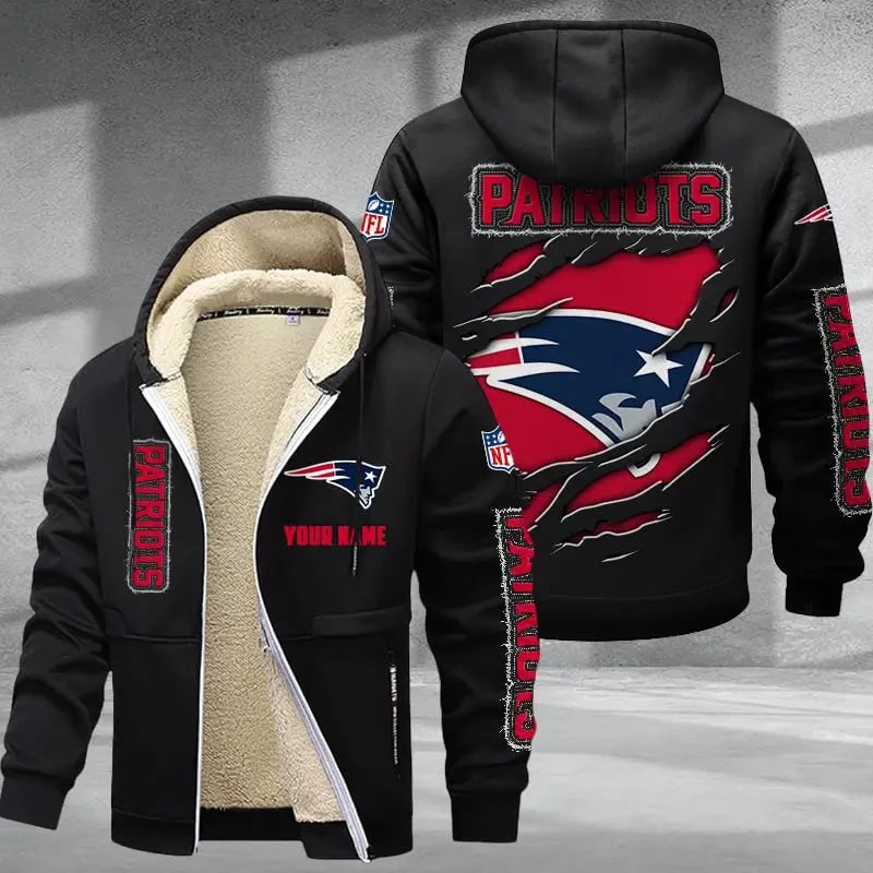 New England Patriots DMTZ0375 Premium Thick Zip-Up Hoodie