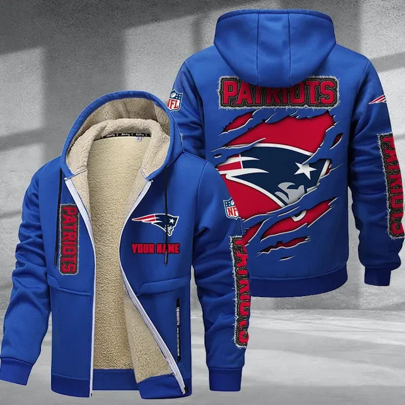 New England Patriots DMTZ0375 Premium Thick Zip-Up Hoodie