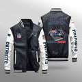 New England Patriots Premium Fleece-Lined Leather Bomber Jacket BG04
