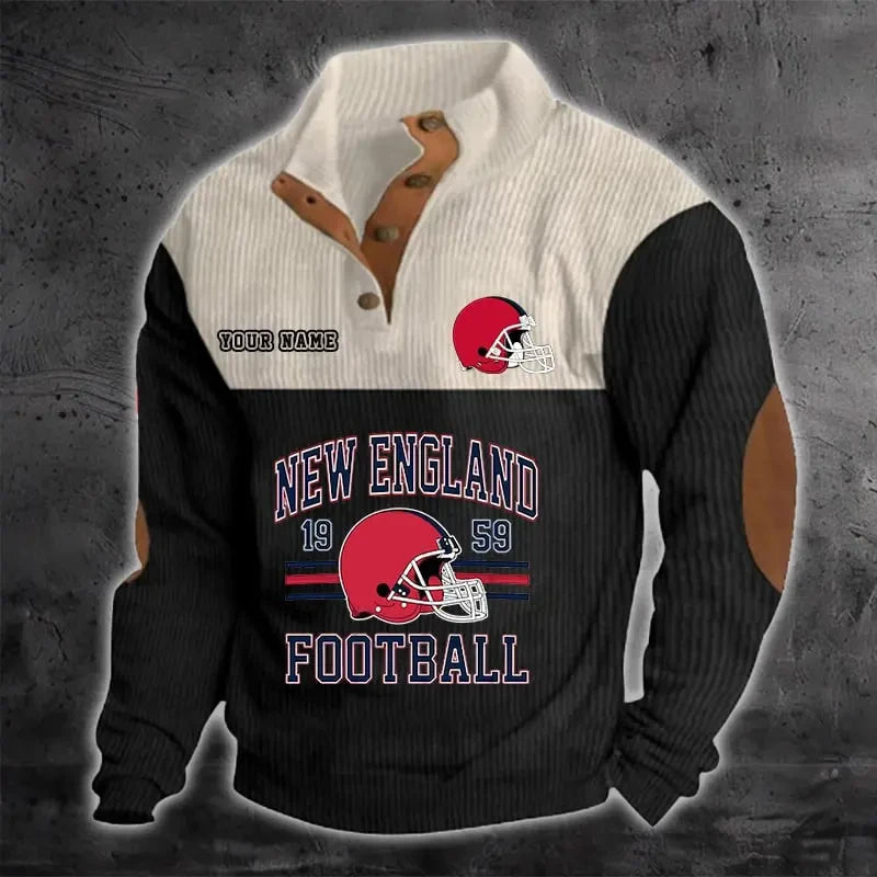 New England Patriots S9DBSCH1190 Color Block Stand Collar Sweatshirt