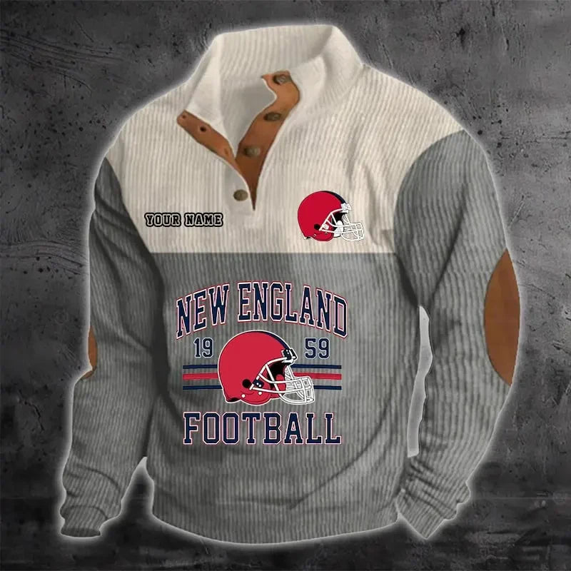 New England Patriots S9DBSCH1190 Color Block Stand Collar Sweatshirt
