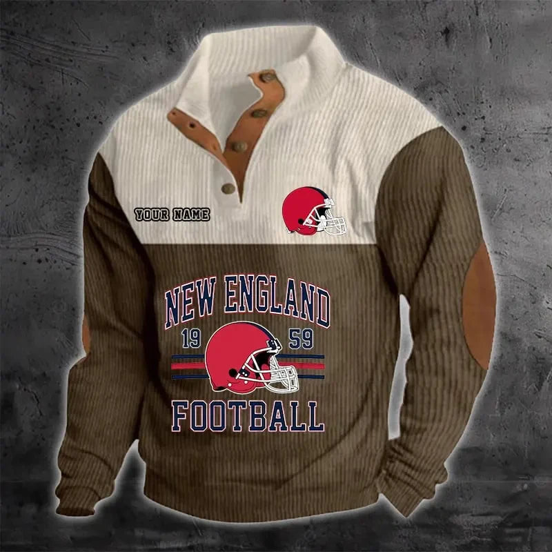 New England Patriots S9DBSCH1190 Color Block Stand Collar Sweatshirt