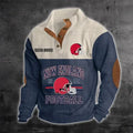 New England Patriots S9DBSCH1190 Color Block Stand Collar Sweatshirt