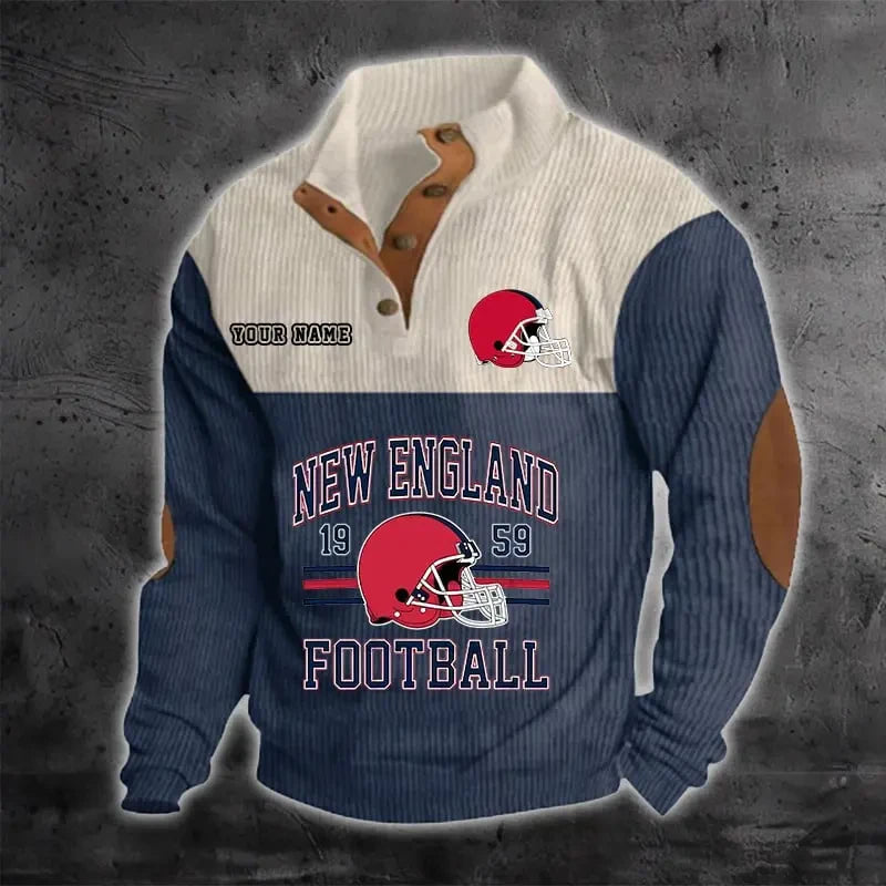 New England Patriots S9DBSCH1190 Color Block Stand Collar Sweatshirt