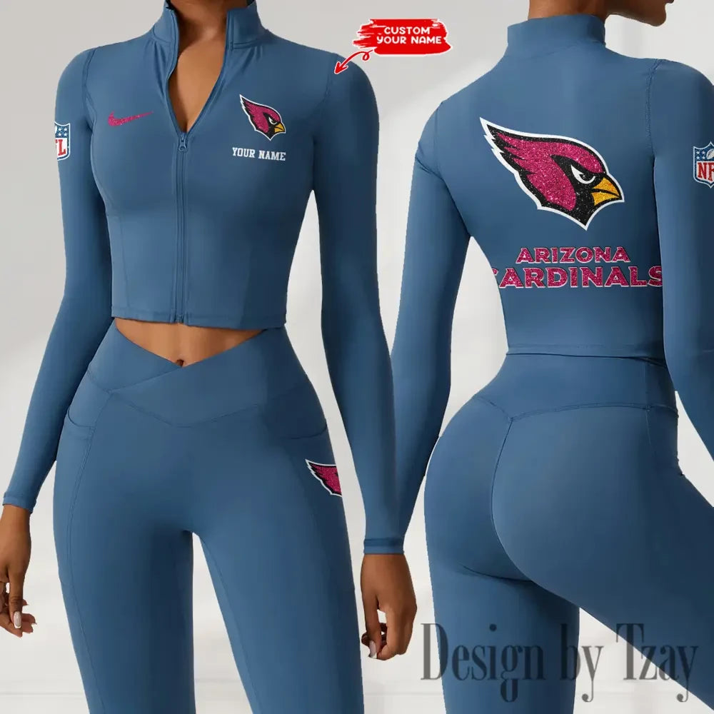 Arizona Cardinals Zipper Sports Top Women Gym Long Sleeve for Fitness SPTZSTW102