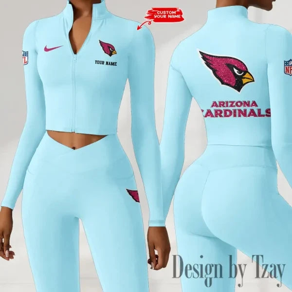 Arizona Cardinals Zipper Sports Top Women Gym Long Sleeve for Fitness SPTZSTW102