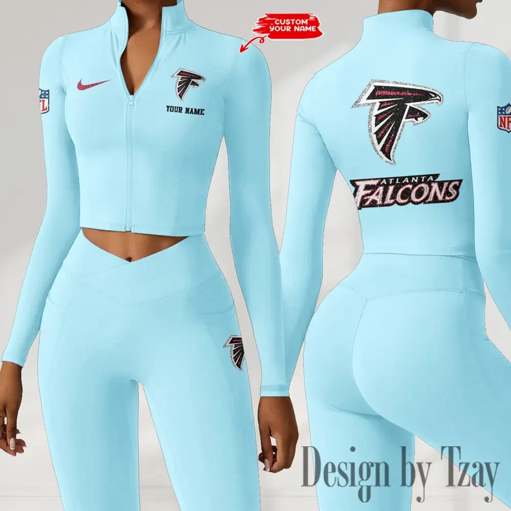 Atlanta Falcons Zipper Sports Top Women Gym Long Sleeve for Fitness SPTZSTW103
