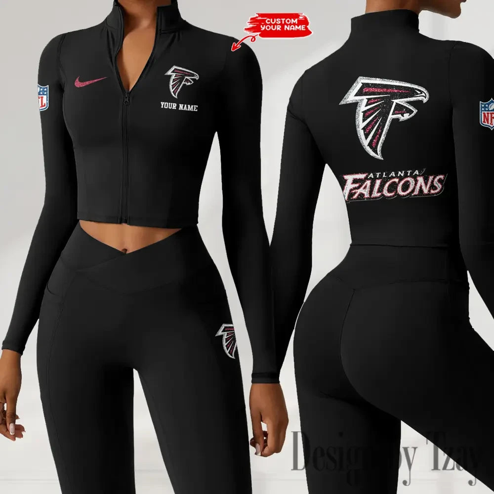 Atlanta Falcons Zipper Sports Top Women Gym Long Sleeve for Fitness SPTZSTW103