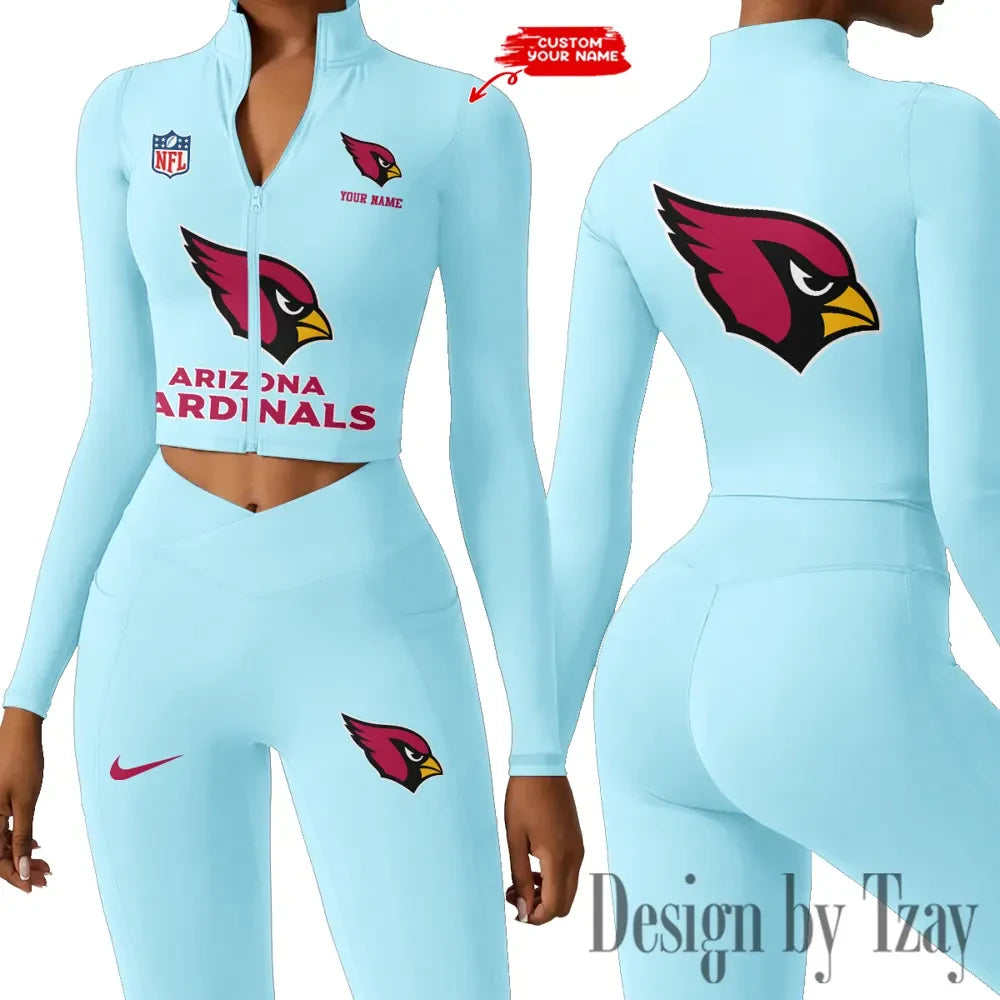 Arizona Cardinals Zipper Sports Top Women Gym Long Sleeve for Fitness SPTZSTW033