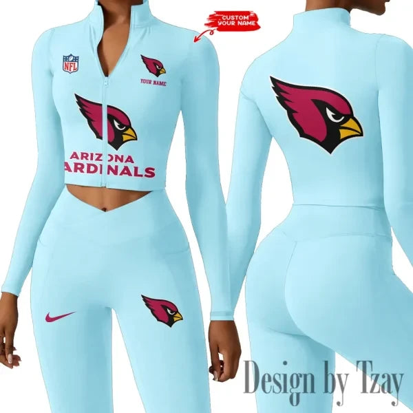 Arizona Cardinals Zipper Sports Top Women Gym Long Sleeve for Fitness SPTZSTW033