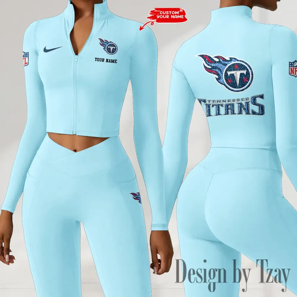 Tennessee Titans Zipper Sports Top Women Gym Long Sleeve for Fitness SPTZSTW132