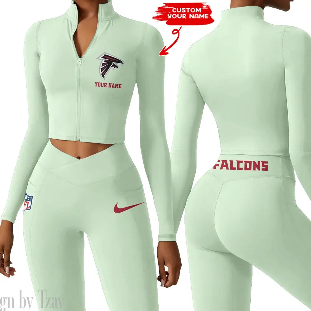 Atlanta Falcons Zipper Sports Top Women Gym Long Sleeve for Fitness SPTZSTW002