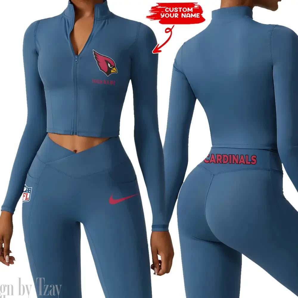 Arizona Cardinals Zipper Sports Top Women Gym Long Sleeve for Fitness SPTZSTW001