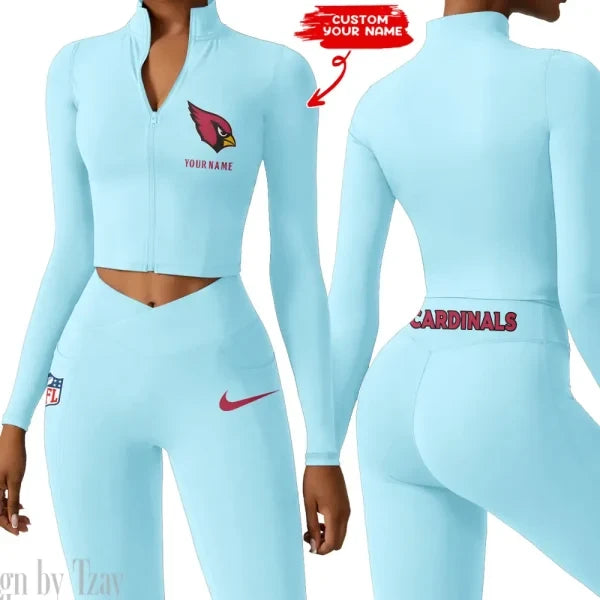 Arizona Cardinals Zipper Sports Top Women Gym Long Sleeve for Fitness SPTZSTW001