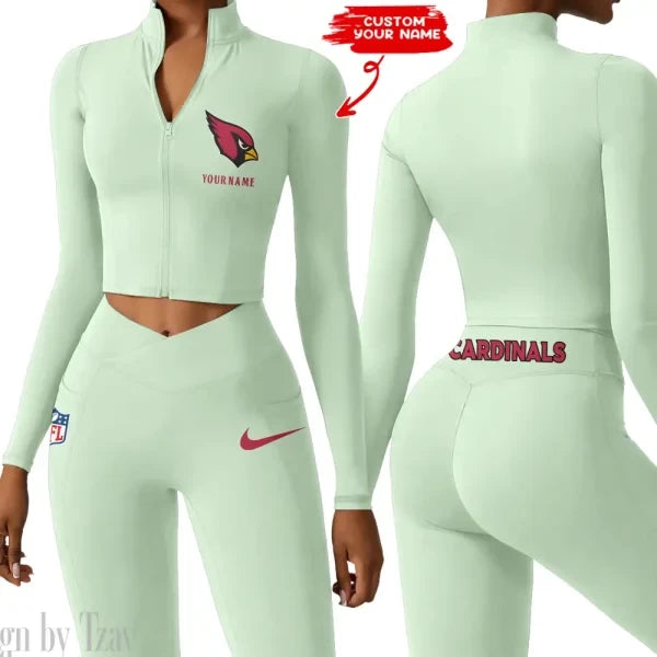 Arizona Cardinals Zipper Sports Top Women Gym Long Sleeve for Fitness SPTZSTW001