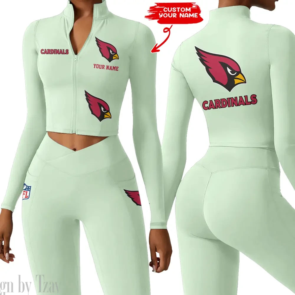 Arizona Cardinals Zipper Sports Top Women Gym Long Sleeve for Fitness SPTZSTW065