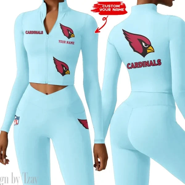Arizona Cardinals Zipper Sports Top Women Gym Long Sleeve for Fitness SPTZSTW065