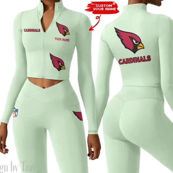 Arizona Cardinals Zipper Sports Top Women Gym Long Sleeve for Fitness SPTZSTW065