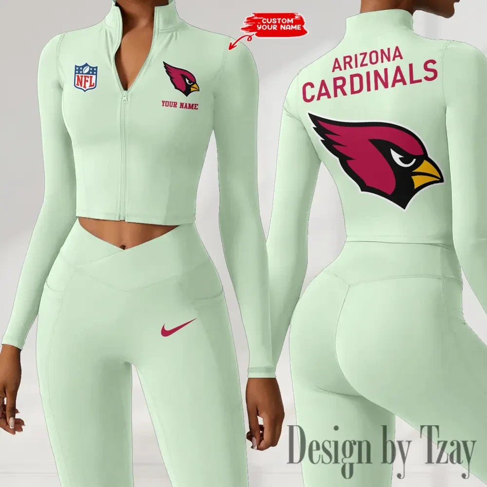 Arizona Cardinals Zipper Sports Top Women Gym Long Sleeve for Fitness SPTZSTW097
