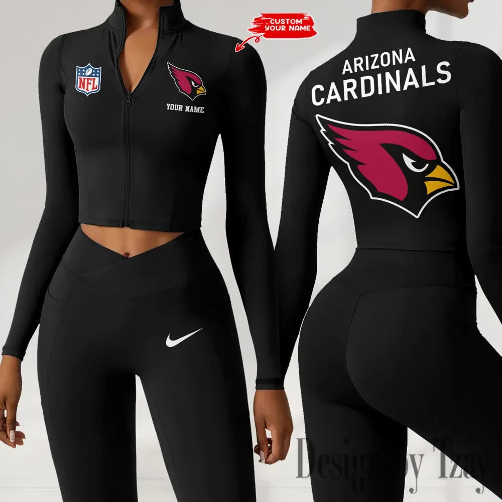 Arizona Cardinals Zipper Sports Top Women Gym Long Sleeve for Fitness SPTZSTW097