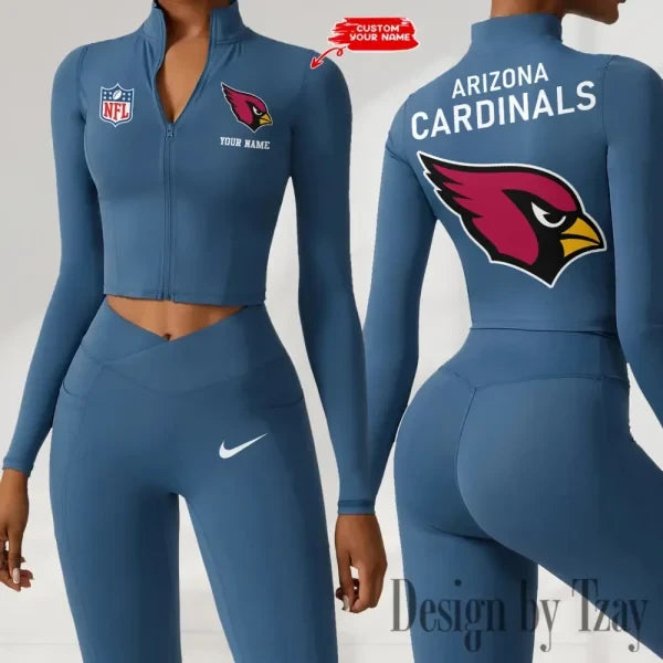 Arizona Cardinals Zipper Sports Top Women Gym Long Sleeve for Fitness SPTZSTW097