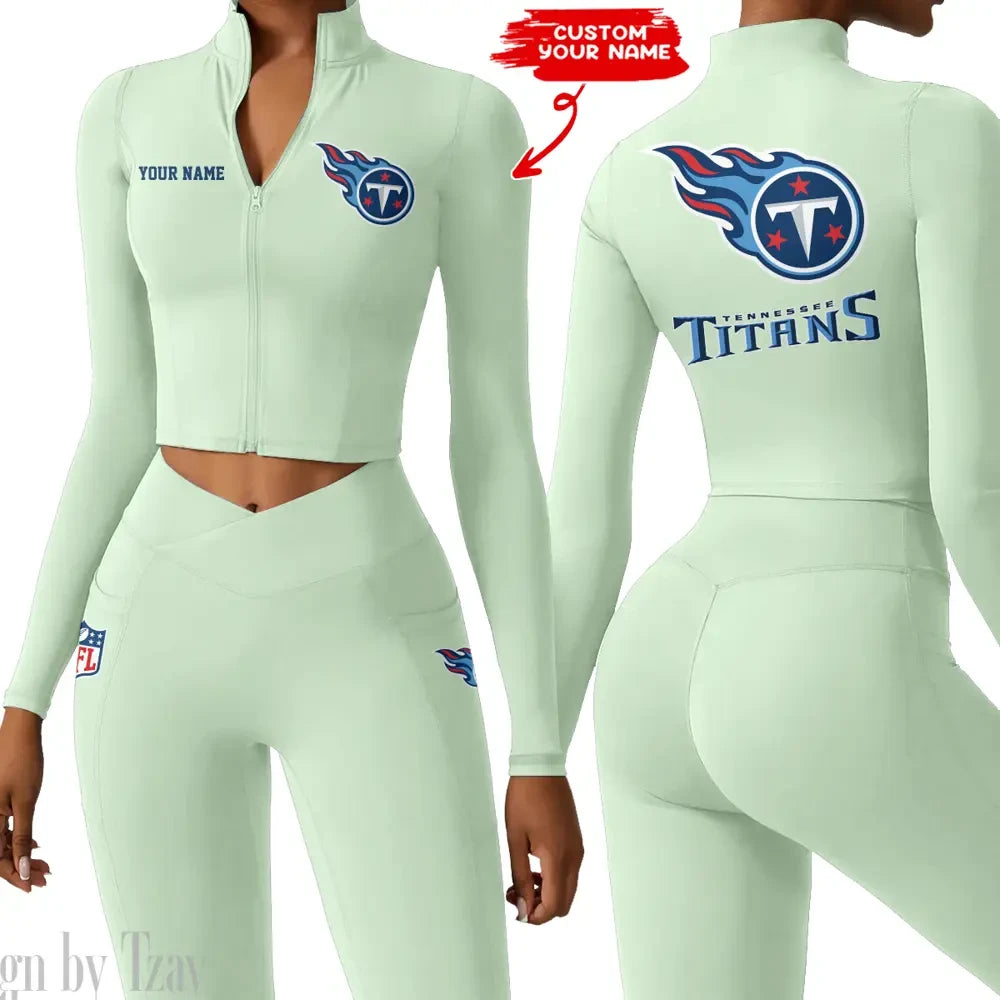 Tennessee Titans Zipper Sports Top Women Gym Long Sleeve for Fitness SPTZSTW095