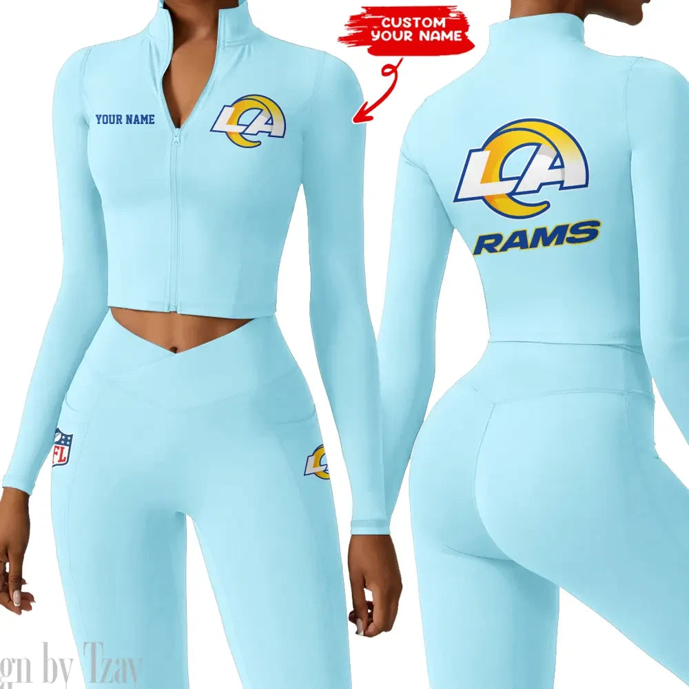 Los Angeles Rams Zipper Sports Top Women Gym Long Sleeve for Fitness SPTZSTW083