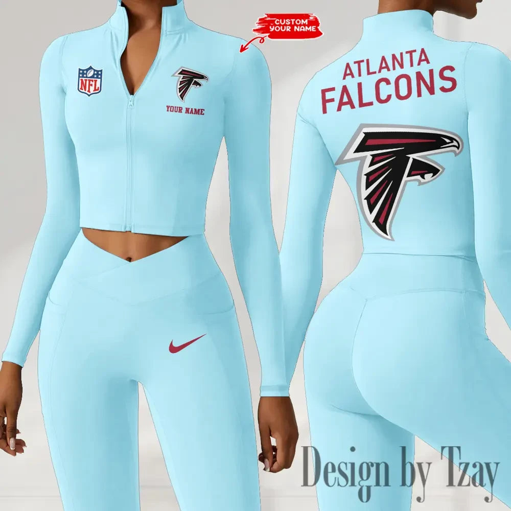Atlanta Falcons Zipper Sports Top Women Gym Long Sleeve for Fitness SPTZSTW098