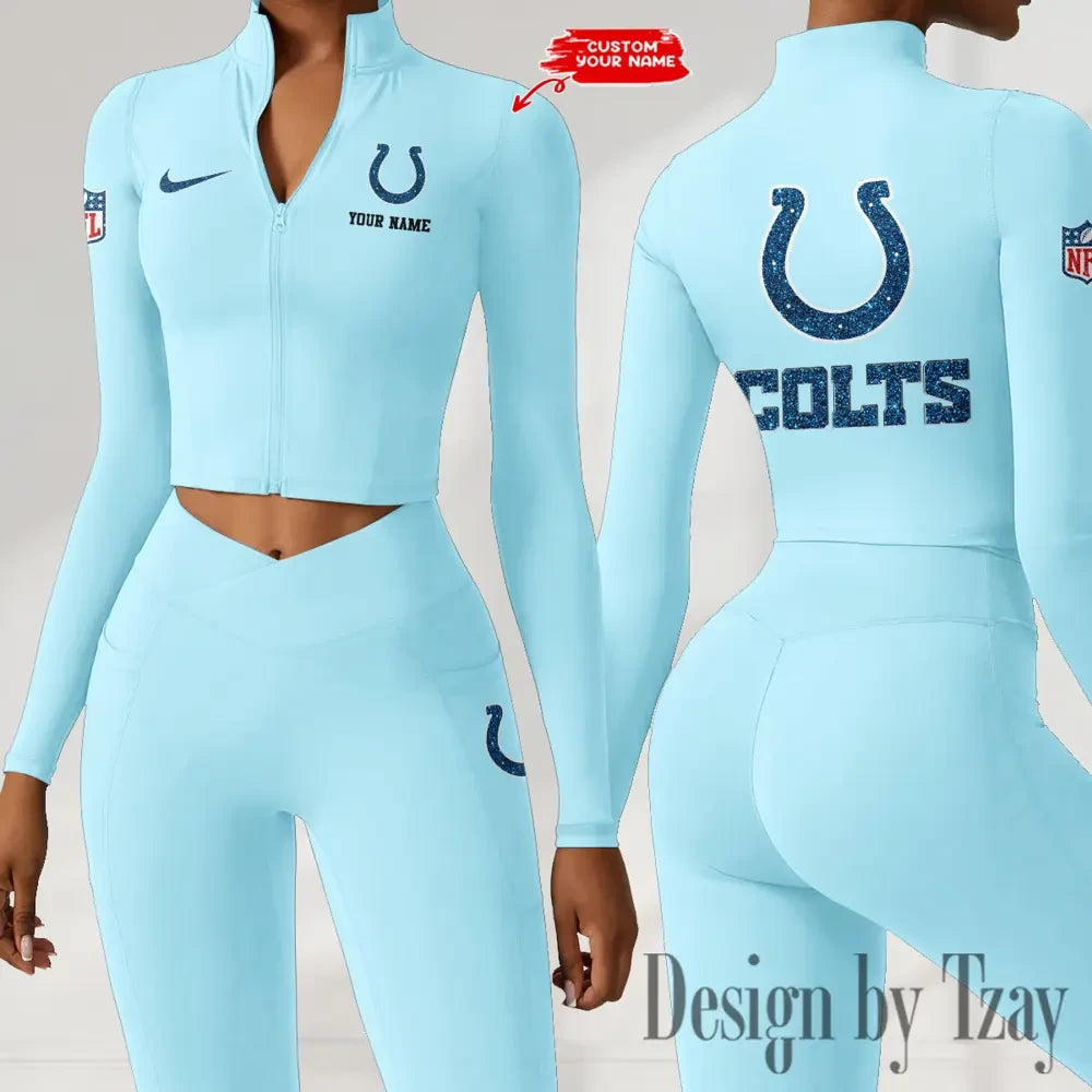 Indianapolis Colts Zipper Sports Top Women Gym Long Sleeve for Fitness SPTZSTW115
