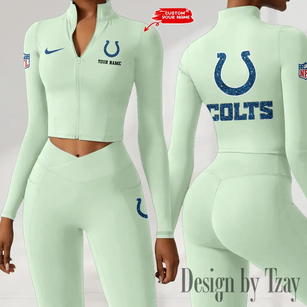 Indianapolis Colts Zipper Sports Top Women Gym Long Sleeve for Fitness SPTZSTW115