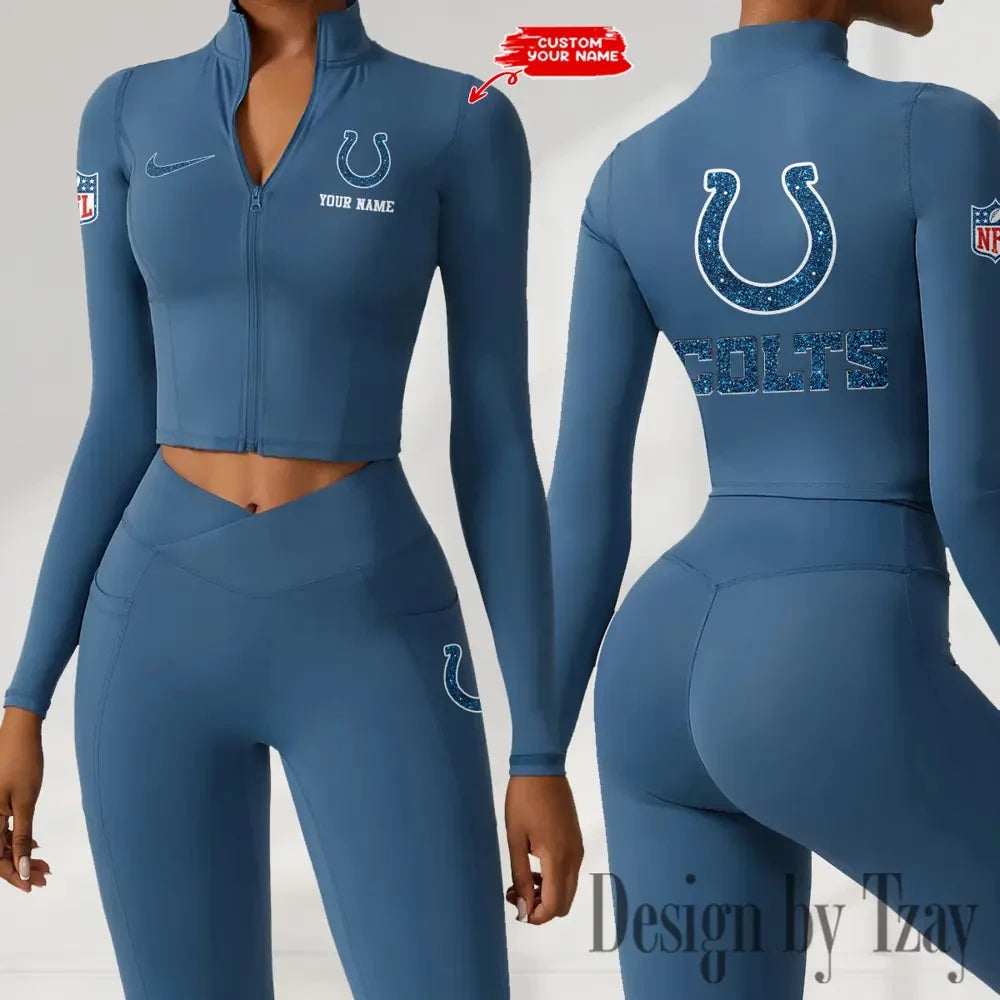 Indianapolis Colts Zipper Sports Top Women Gym Long Sleeve for Fitness SPTZSTW115