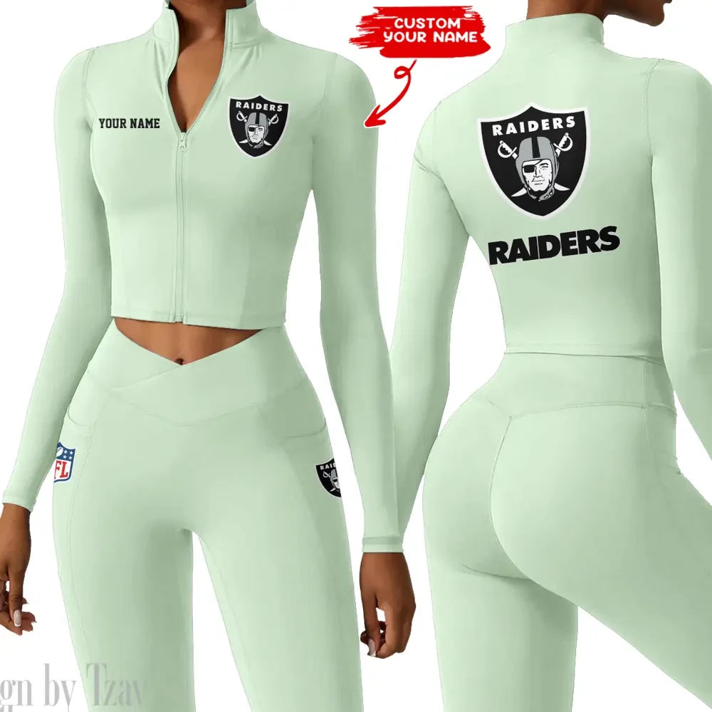 Las Vegas Raiders Zipper Sports Top Women Gym Long Sleeve for Fitness SPTZSTW081
