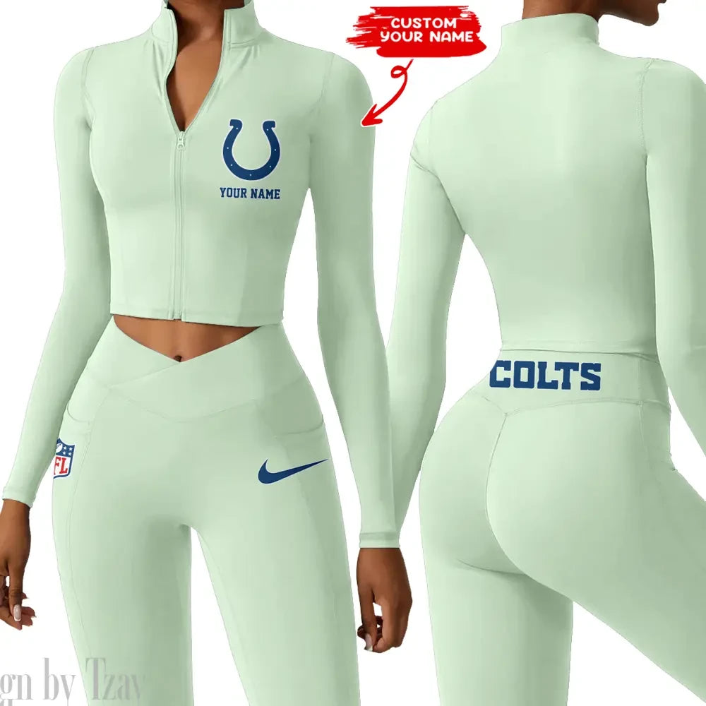 Indianapolis Colts Zipper Sports Top Women Gym Long Sleeve for Fitness SPTZSTW014