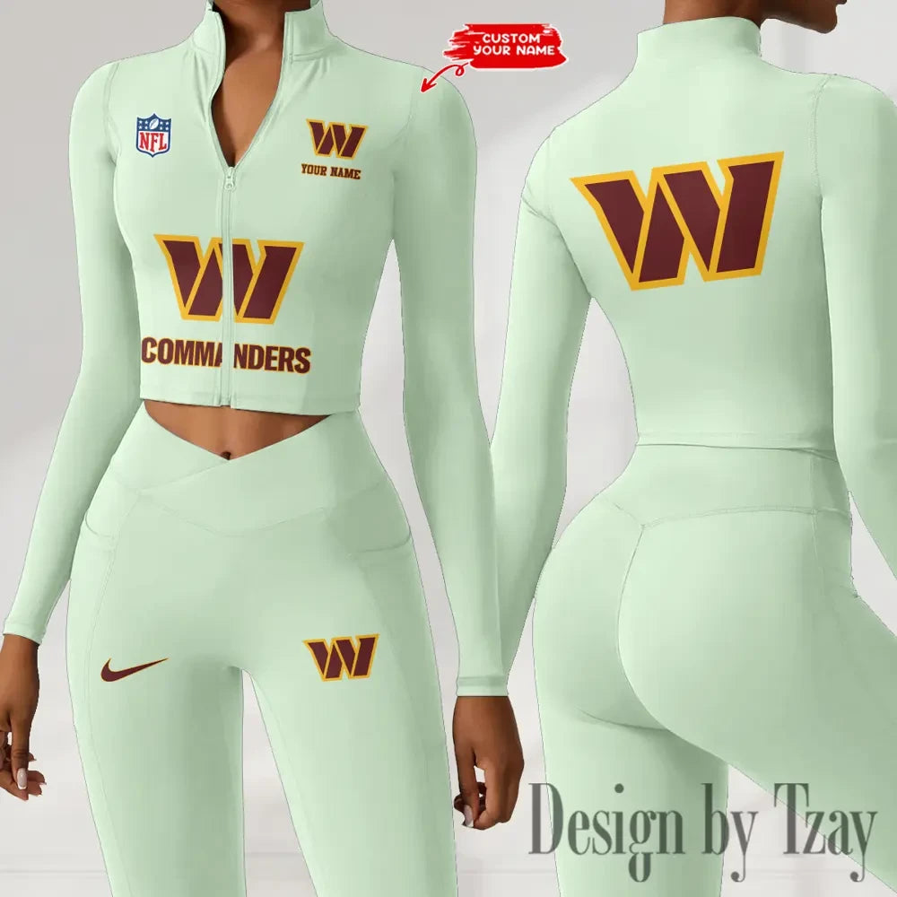 Washington Commanders Zipper Sports Top Women Gym Long Sleeve for Fitness SPTZSTW064