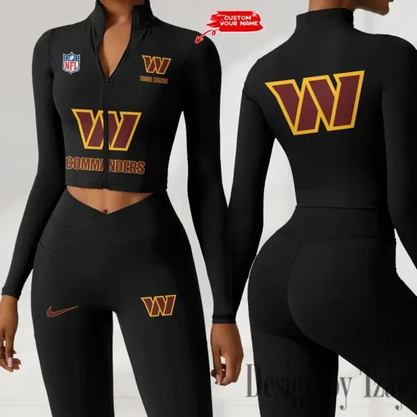 Washington Commanders Zipper Sports Top Women Gym Long Sleeve for Fitness SPTZSTW064