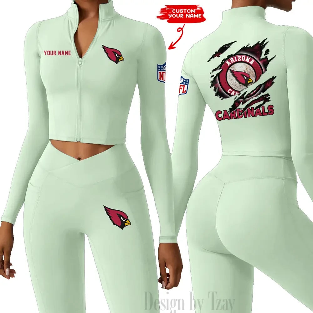 Arizona Cardinals Women Activewear Set 2 Piece Crop Jacket and High Waist Leggings SPTZSTW231