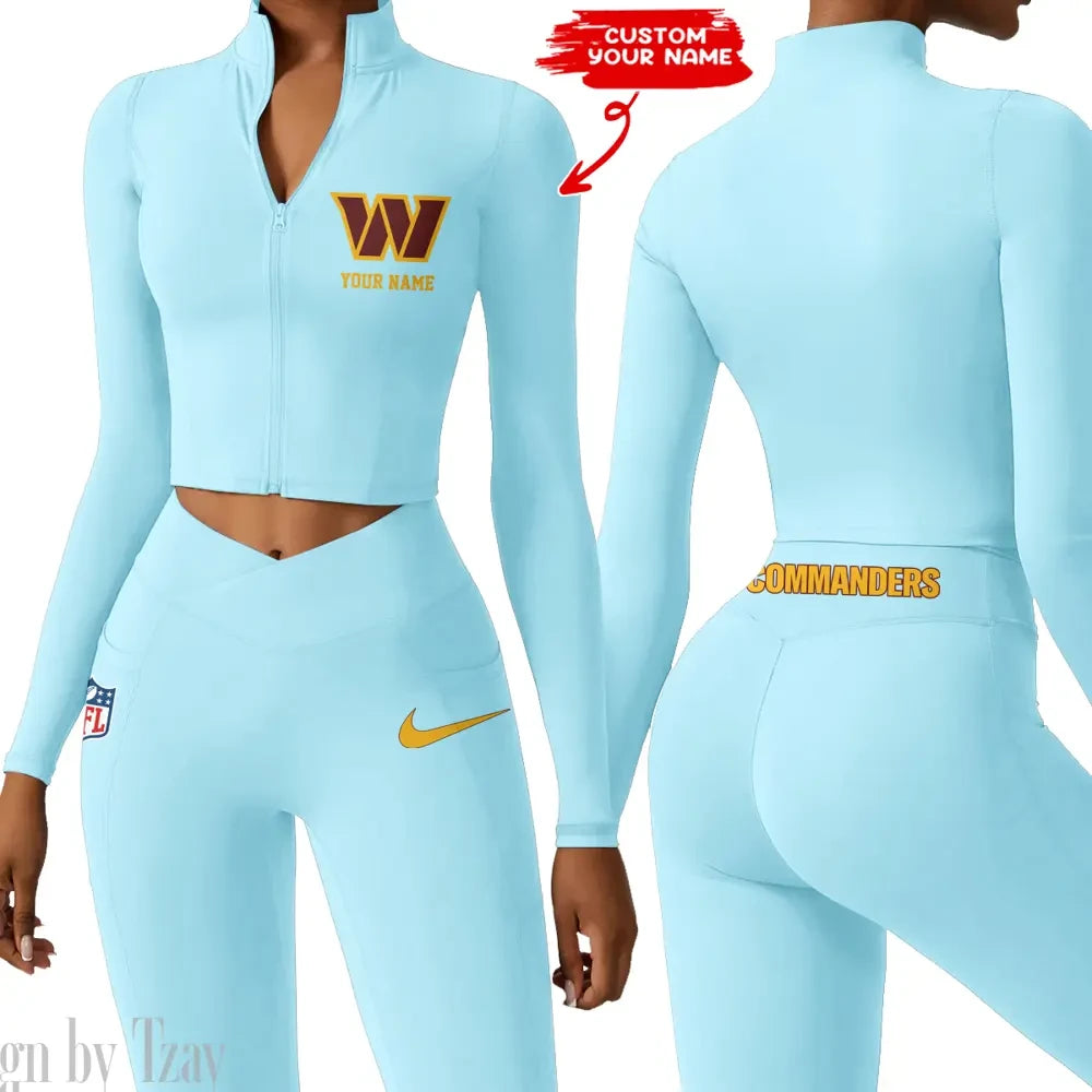 Washington Commanders Zipper Sports Top Women Gym Long Sleeve for Fitness SPTZSTW032