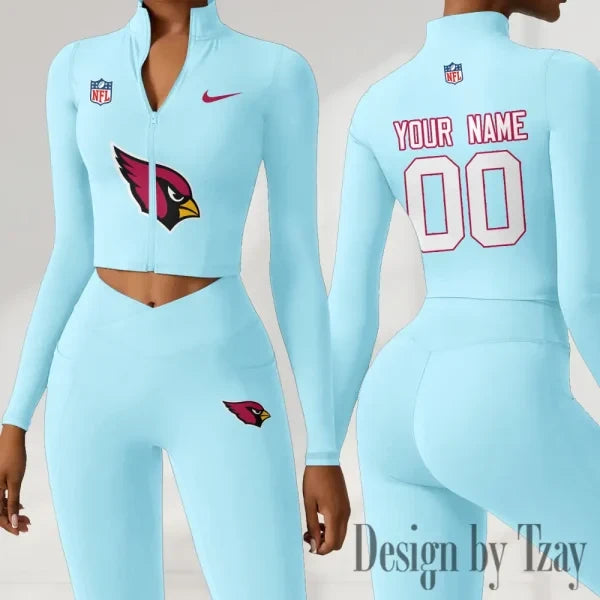 Arizona Cardinals Women Activewear Set 2 Piece Crop Jacket and High Waist Leggings SPTZSTW199